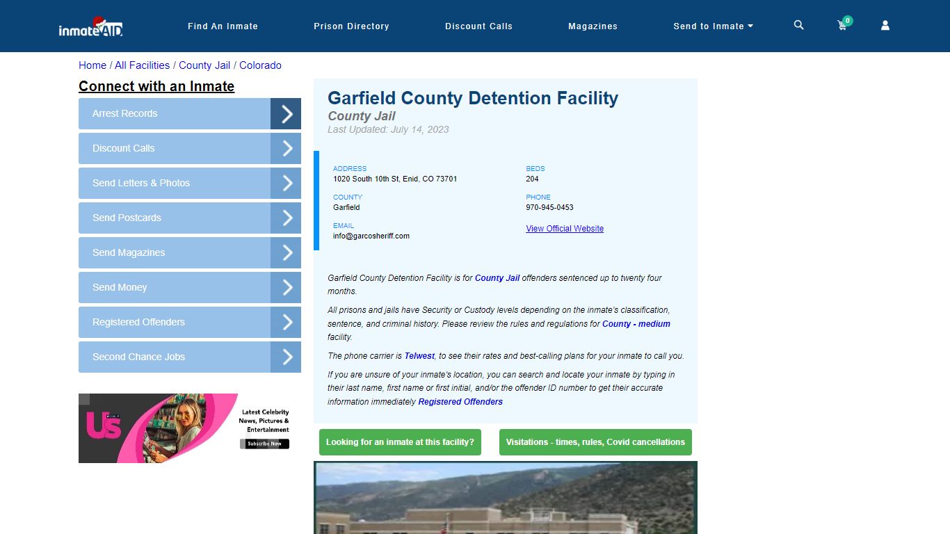 Garfield County Detention Facility - Inmate Locator - Enid, CO